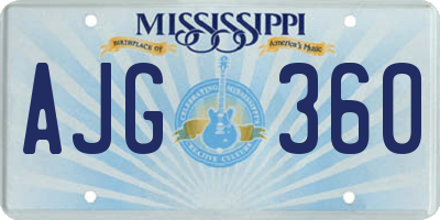 MS license plate AJG360