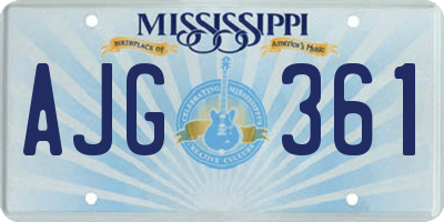 MS license plate AJG361