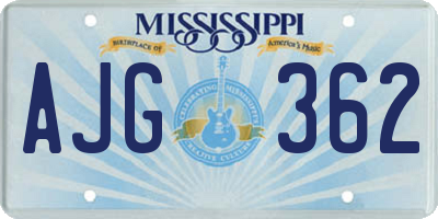 MS license plate AJG362