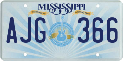 MS license plate AJG366