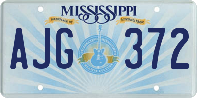 MS license plate AJG372