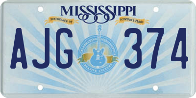 MS license plate AJG374