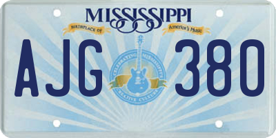 MS license plate AJG380