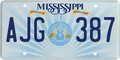 MS license plate AJG387
