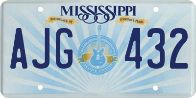 MS license plate AJG432