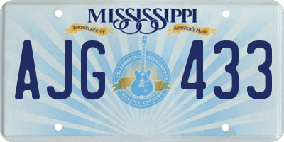 MS license plate AJG433