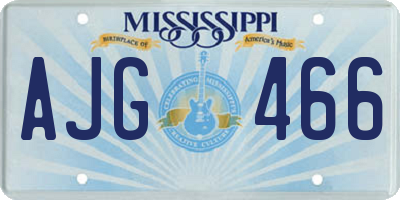 MS license plate AJG466