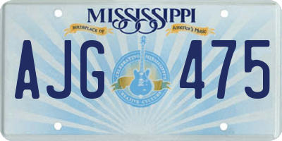 MS license plate AJG475