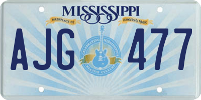 MS license plate AJG477