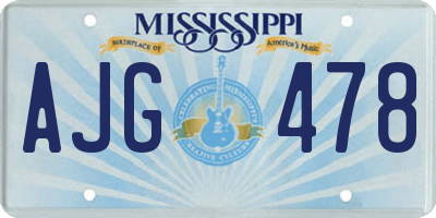 MS license plate AJG478