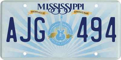 MS license plate AJG494