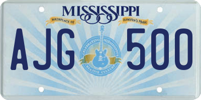 MS license plate AJG500