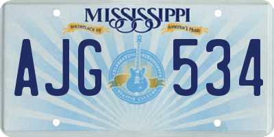 MS license plate AJG534