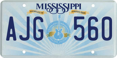 MS license plate AJG560