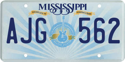 MS license plate AJG562