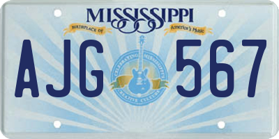 MS license plate AJG567