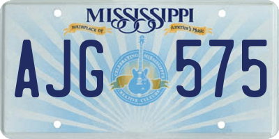 MS license plate AJG575