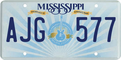 MS license plate AJG577