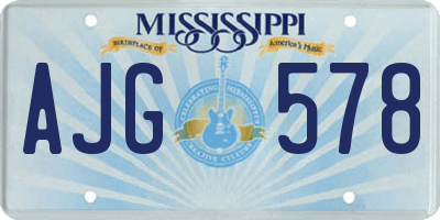 MS license plate AJG578