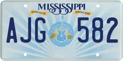MS license plate AJG582