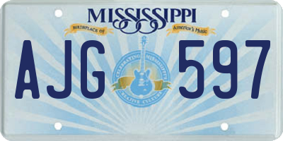 MS license plate AJG597