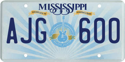 MS license plate AJG600