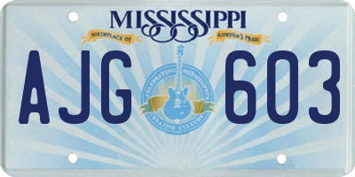 MS license plate AJG603