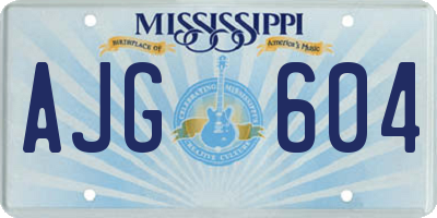 MS license plate AJG604