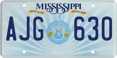 MS license plate AJG630