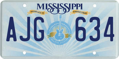 MS license plate AJG634