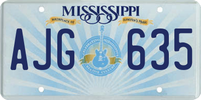 MS license plate AJG635