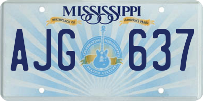 MS license plate AJG637