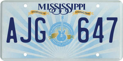 MS license plate AJG647