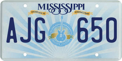 MS license plate AJG650