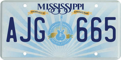 MS license plate AJG665