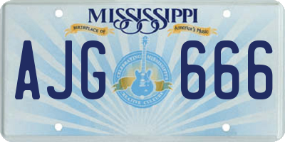 MS license plate AJG666