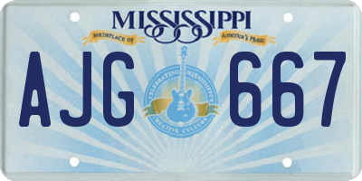 MS license plate AJG667