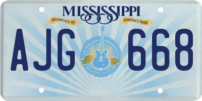 MS license plate AJG668