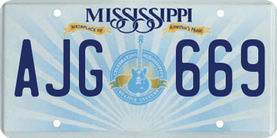 MS license plate AJG669