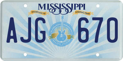 MS license plate AJG670