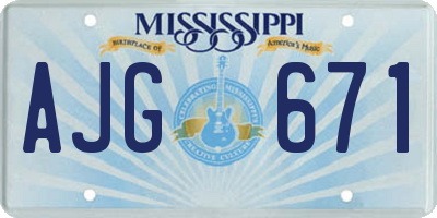 MS license plate AJG671