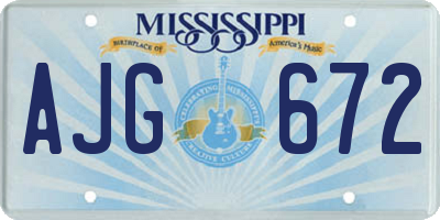 MS license plate AJG672