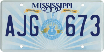 MS license plate AJG673