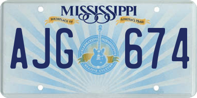MS license plate AJG674