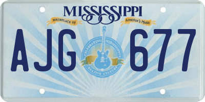 MS license plate AJG677