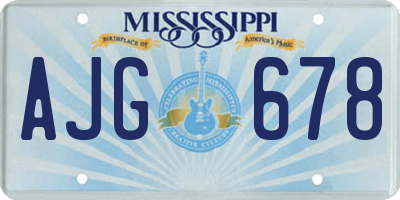 MS license plate AJG678