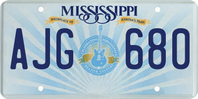 MS license plate AJG680