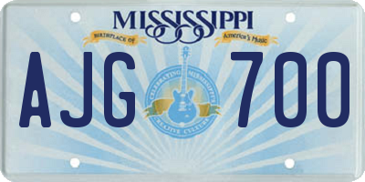 MS license plate AJG700
