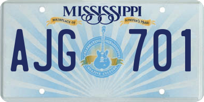 MS license plate AJG701