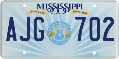 MS license plate AJG702
